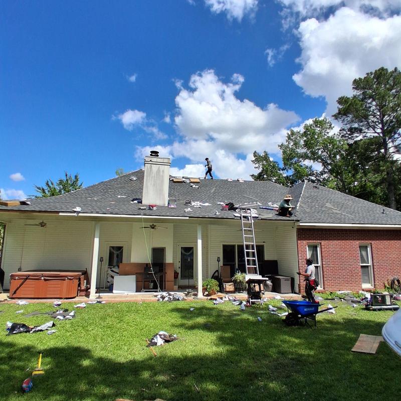 Roof shingles replacement with deck board repair