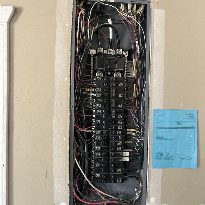 Electrical breaker panel with wiring and certificate attached Electrical breaker panel with wiring and certificate attached