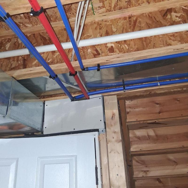 Sprinkler tap replacement with PEX piping above door frame