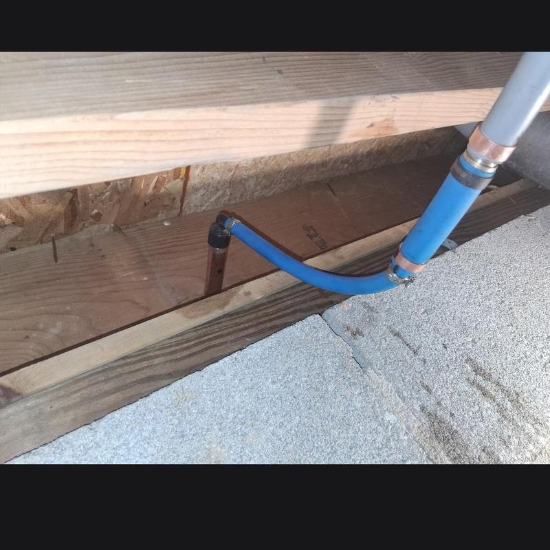 PEX pipe connection with copper fitting installation