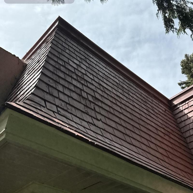 Wood shingle roof surface inspection exterior angle