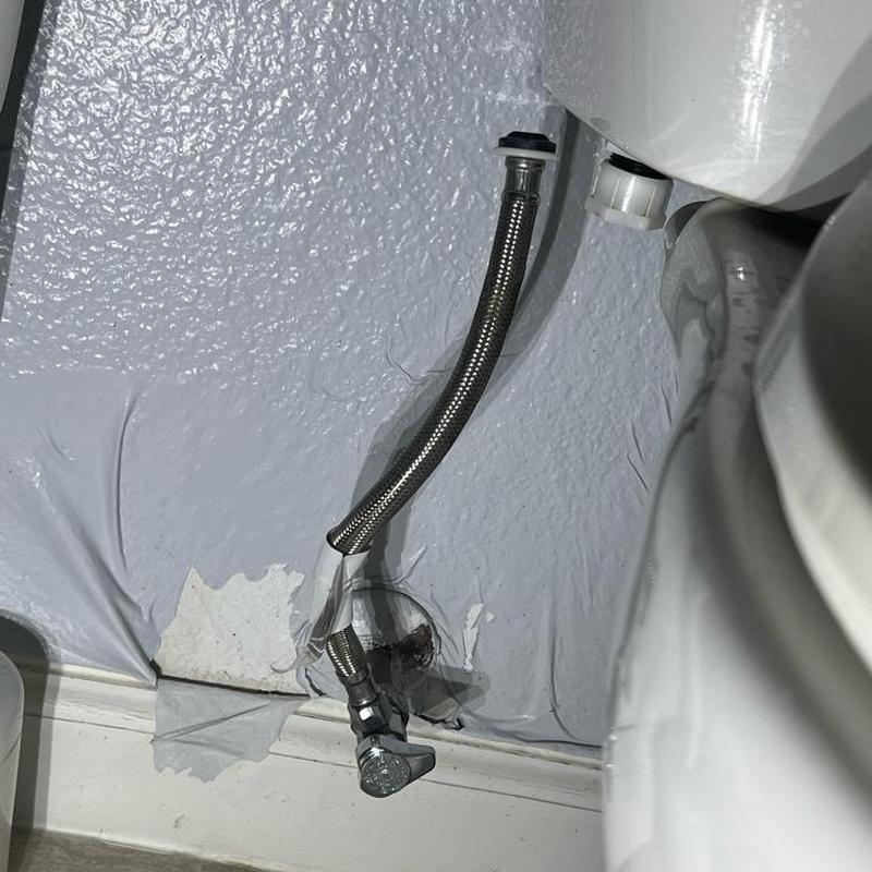 Toilet water supply line detached from angle stop valve Toilet water supply line detached from angle stop valve
