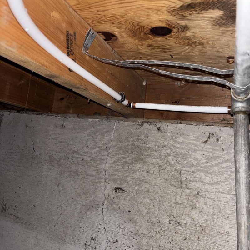 Toilet angle stop valve with new PEX piping installed Toilet angle stop valve with new PEX piping installed