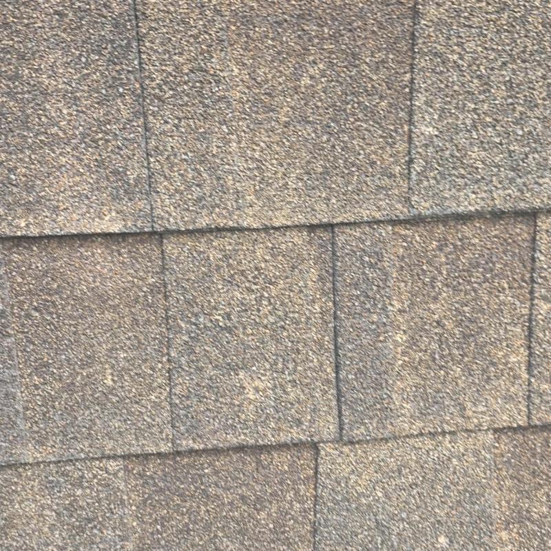 Architectural shingle roof showing wear and granule loss