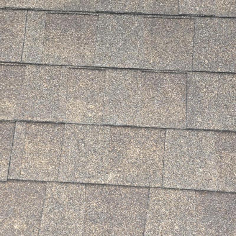 Architectural shingle roof with weathering and granule loss
