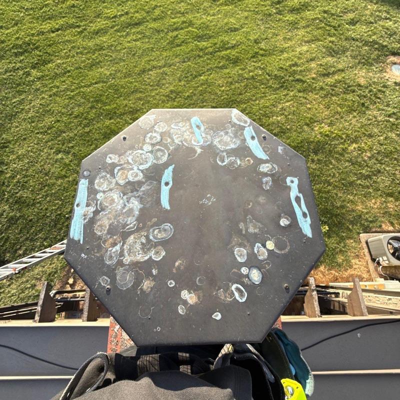 Asphalt shingle roof hail damage inspection marked spots