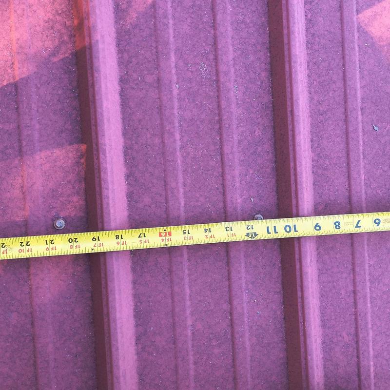 Metal roof panel measurement with measuring tape