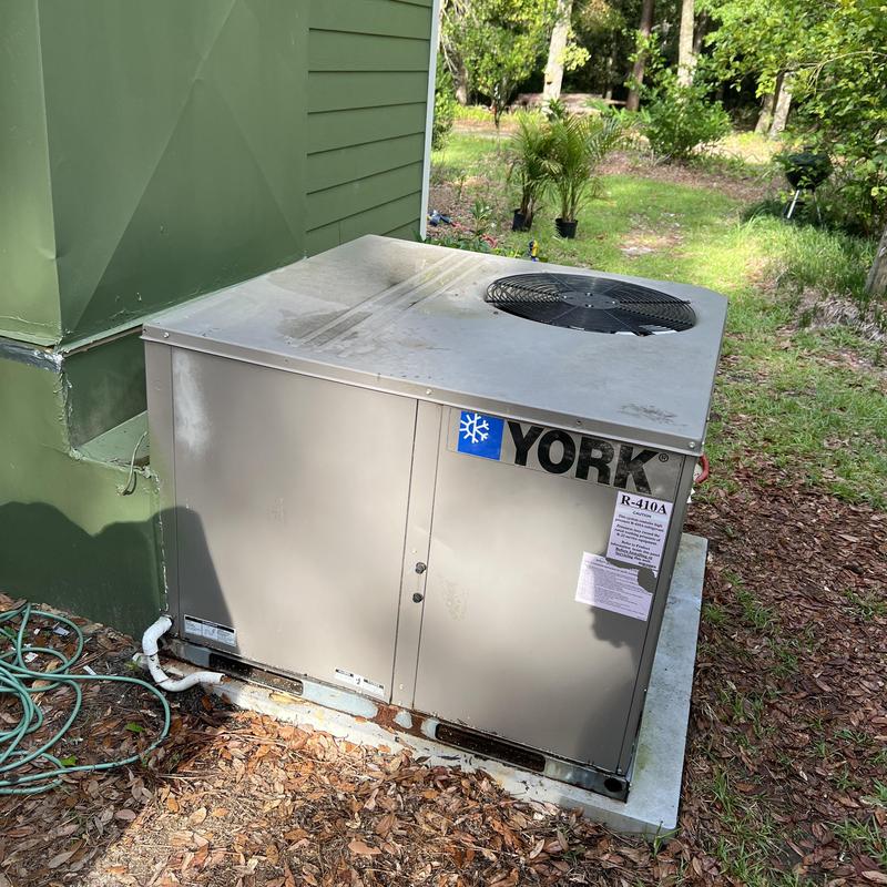 York outdoor air conditioning unit on concrete pad York outdoor air conditioning unit on concrete pad