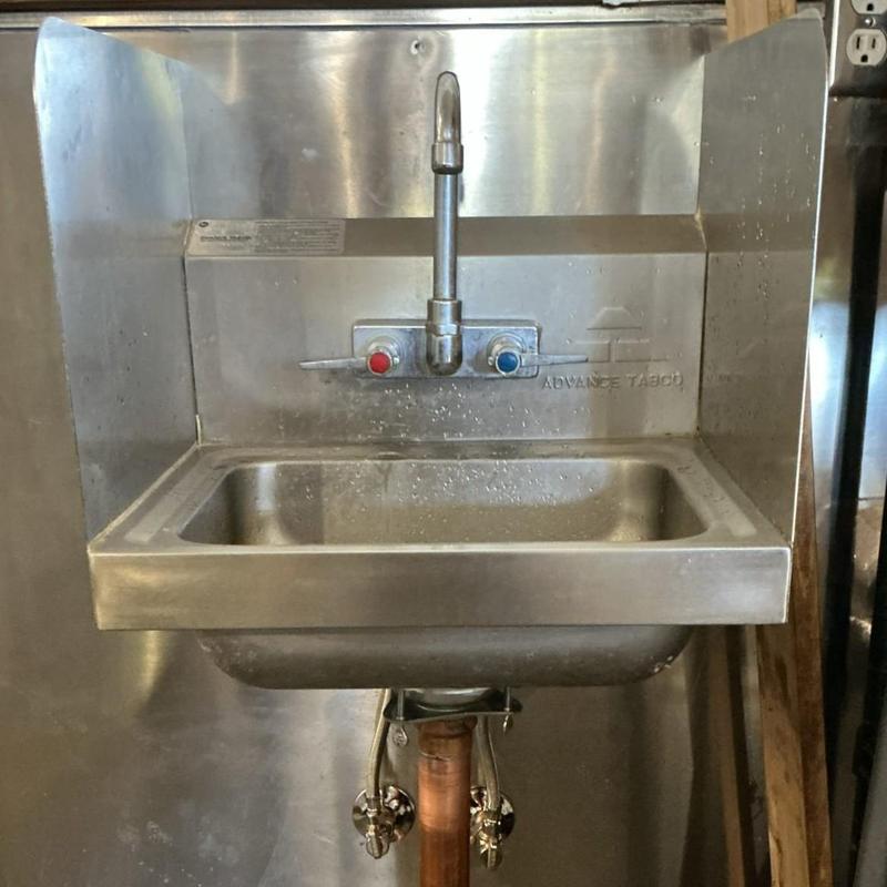 Stainless steel wall-mounted hand sink with faucet