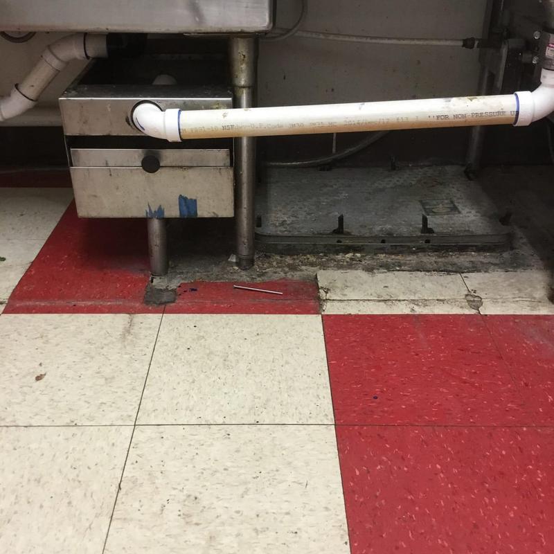 Grease interceptor drain and kitchen floor sink area Grease interceptor drain and kitchen floor sink area