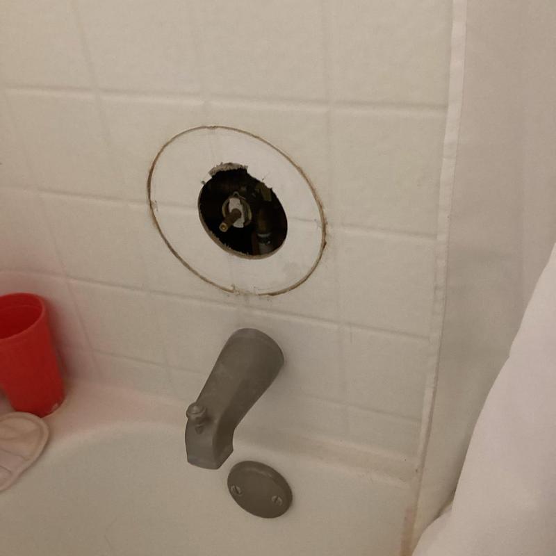 Moen shower valve with cartridge removed in tub wall Moen shower valve with cartridge removed in tub wall