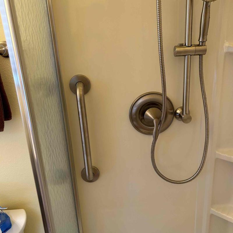Master shower grab bars and slide bar installation
