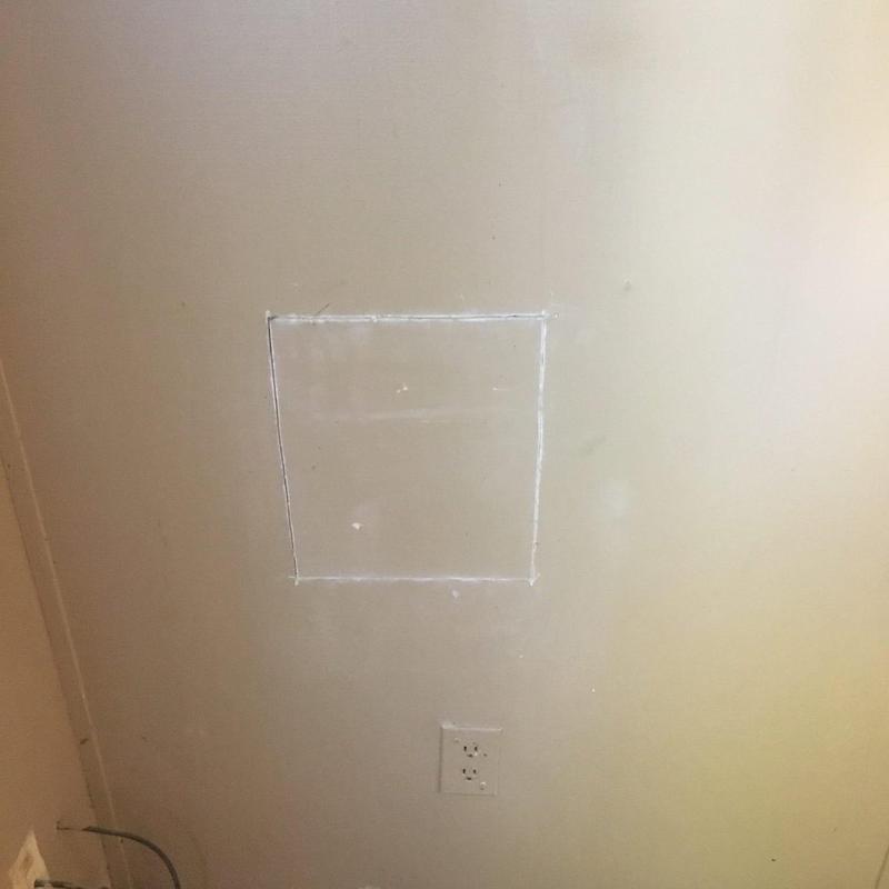 Cut wall access for tub shower valve replacement Cut wall access for tub shower valve replacement