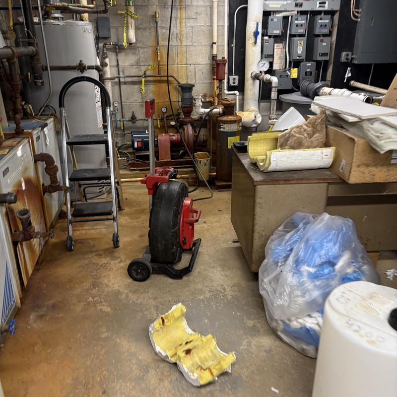 Sewer pipe inspection camera in mechanical room Sewer pipe inspection camera in mechanical room