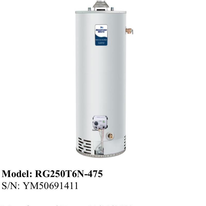 Water heater Bradford White with gas control valve replacement