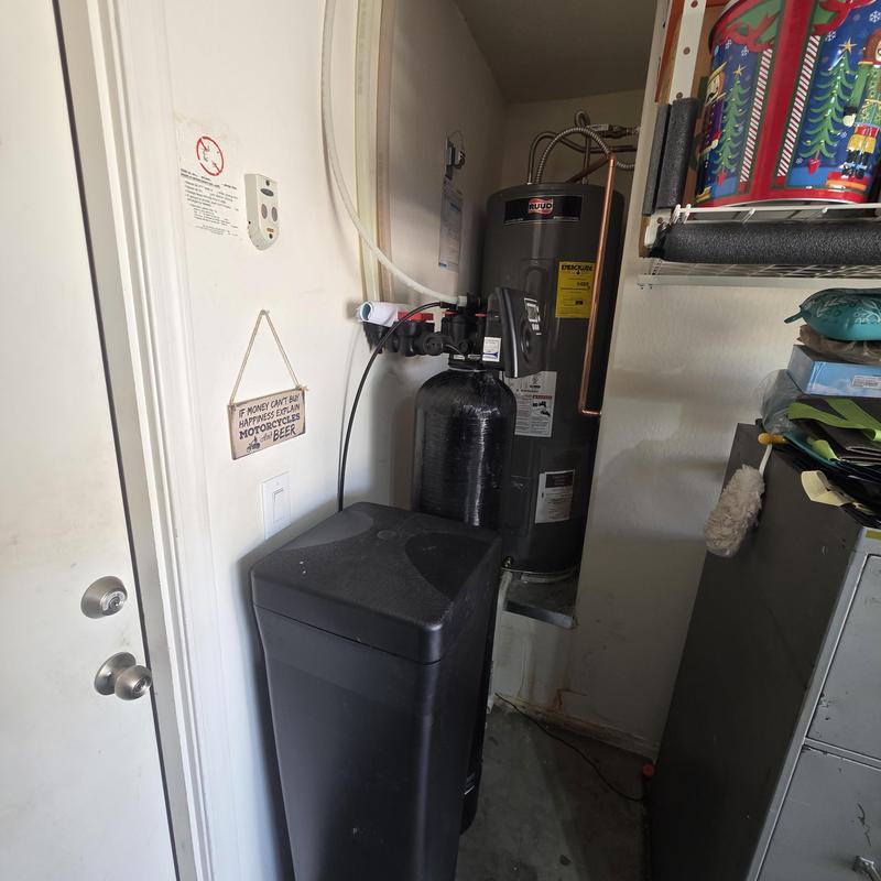 50-gallon electric water heater with water softener 50-gallon electric water heater with water softener