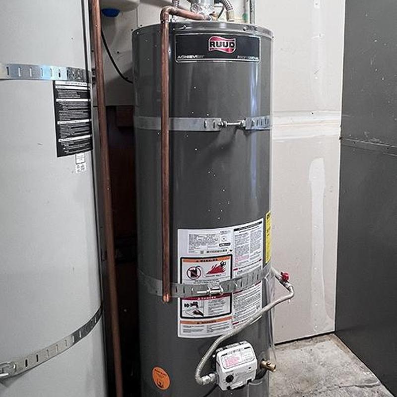Water heater with new gas and water lines installed