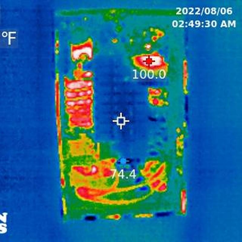 Electrical panel thermal scan showing hot spots Electrical panel thermal scan showing hot spots
