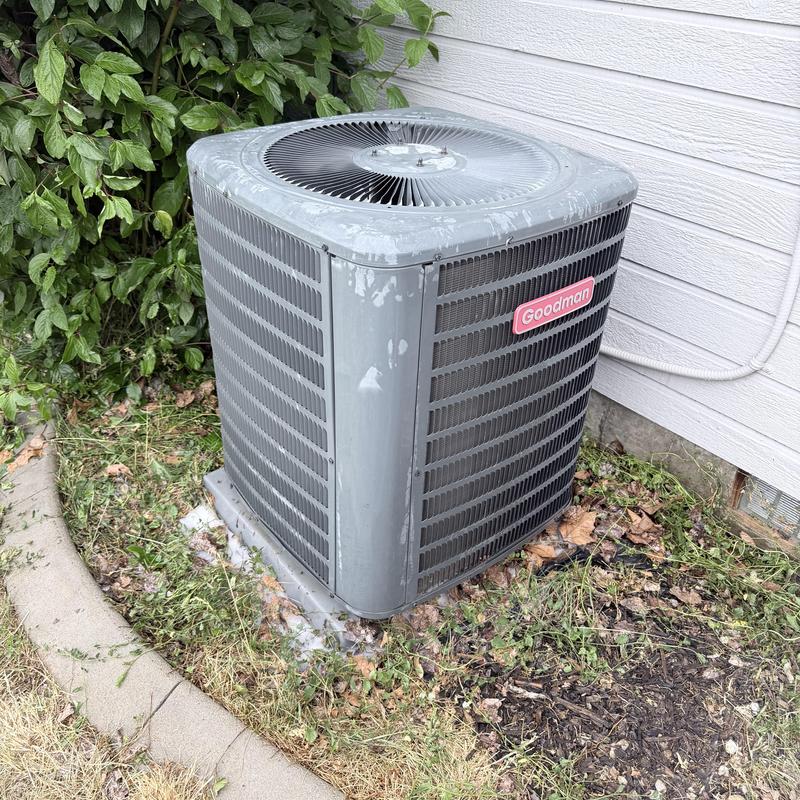 Goodman AC condenser unit cleaning and refrigerant top-off