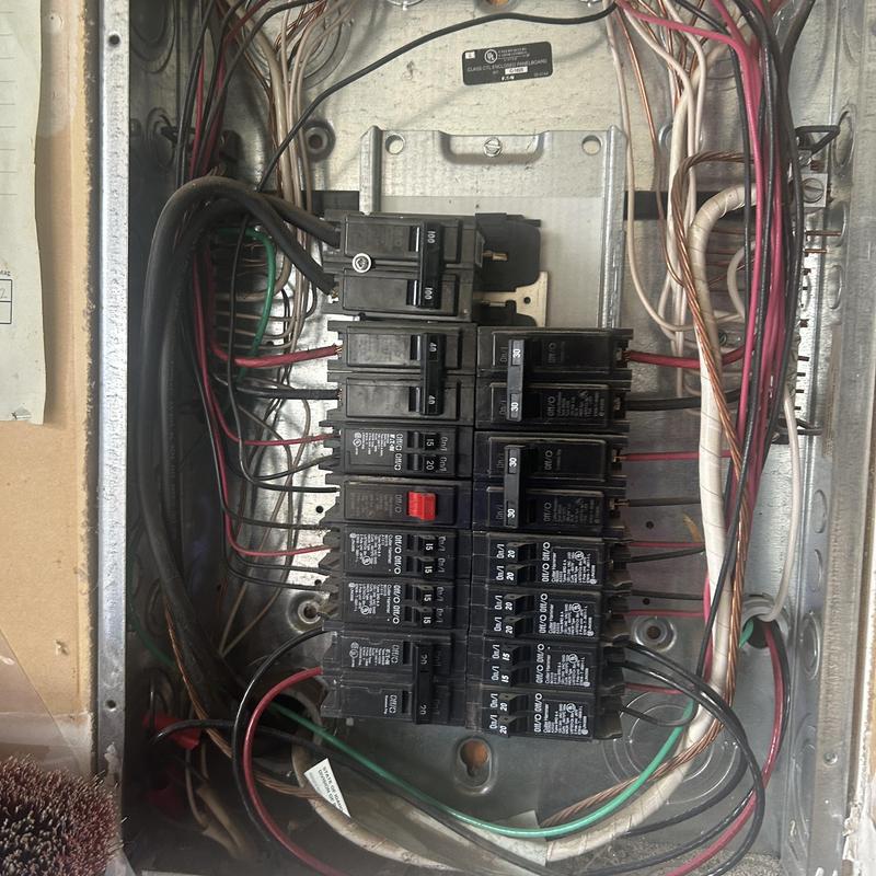 Electrical circuit breaker panel with wiring and breakers Electrical circuit breaker panel with wiring and breakers