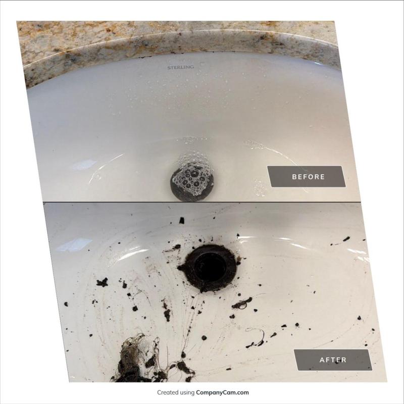 Bathroom sink drain with debris removal before and after Bathroom sink drain with debris removal before and after