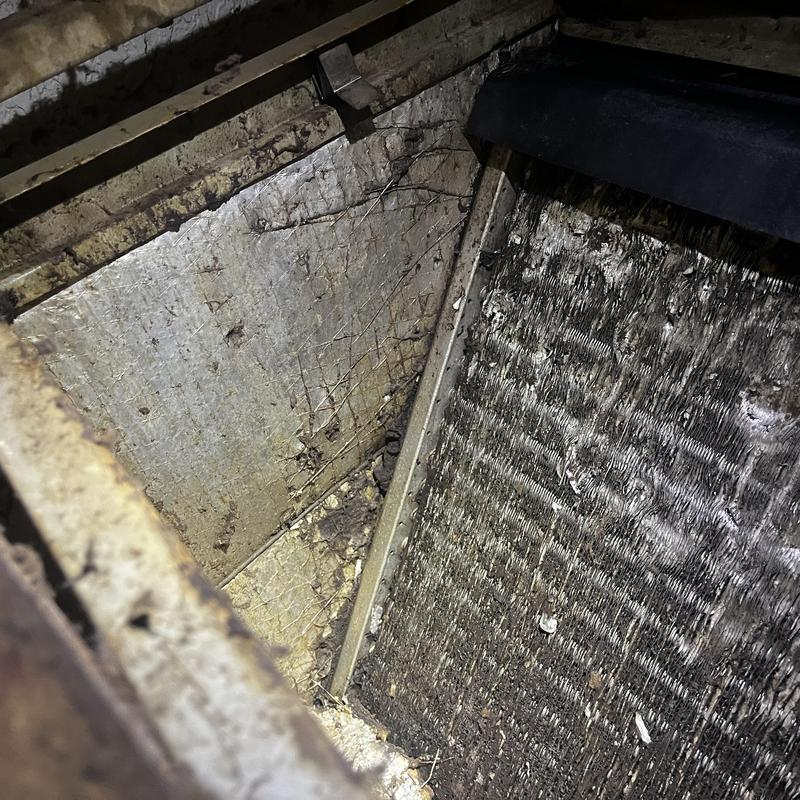 Indoor air condition coil heavily damaged and dirty