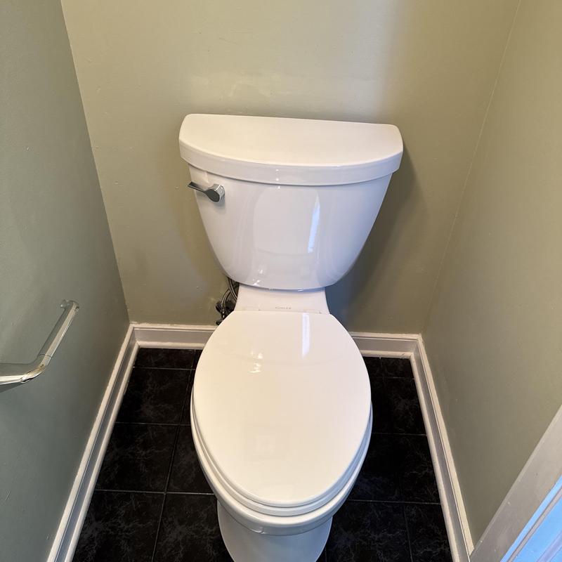 Kohler two-piece toilet installation in small bathroom Kohler two-piece toilet installation in small bathroom