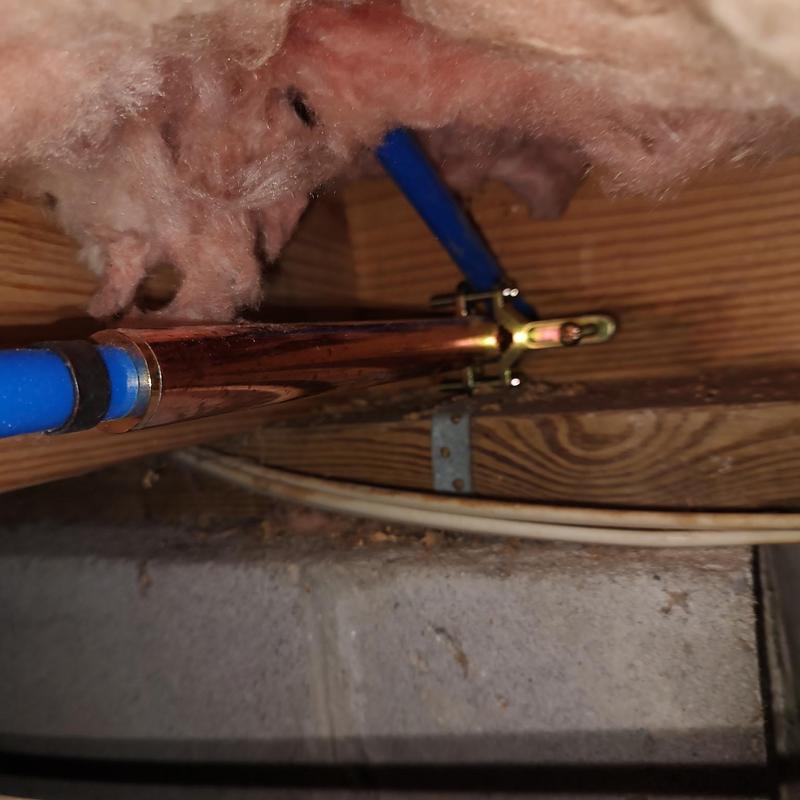 Copper water line with PEX tubing and insulation Copper water line with PEX tubing and insulation