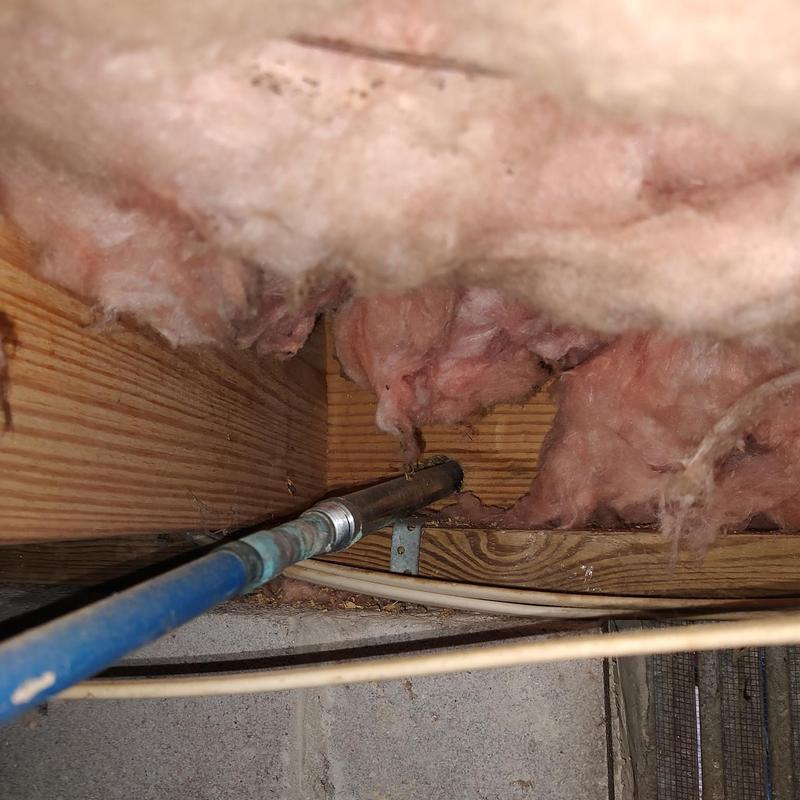 Copper pipe replacement in insulated crawl space framing Copper pipe replacement in insulated crawl space framing