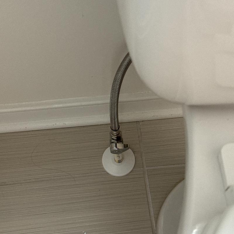 Compression shut off valve on toilet supply line Compression shut off valve on toilet supply line