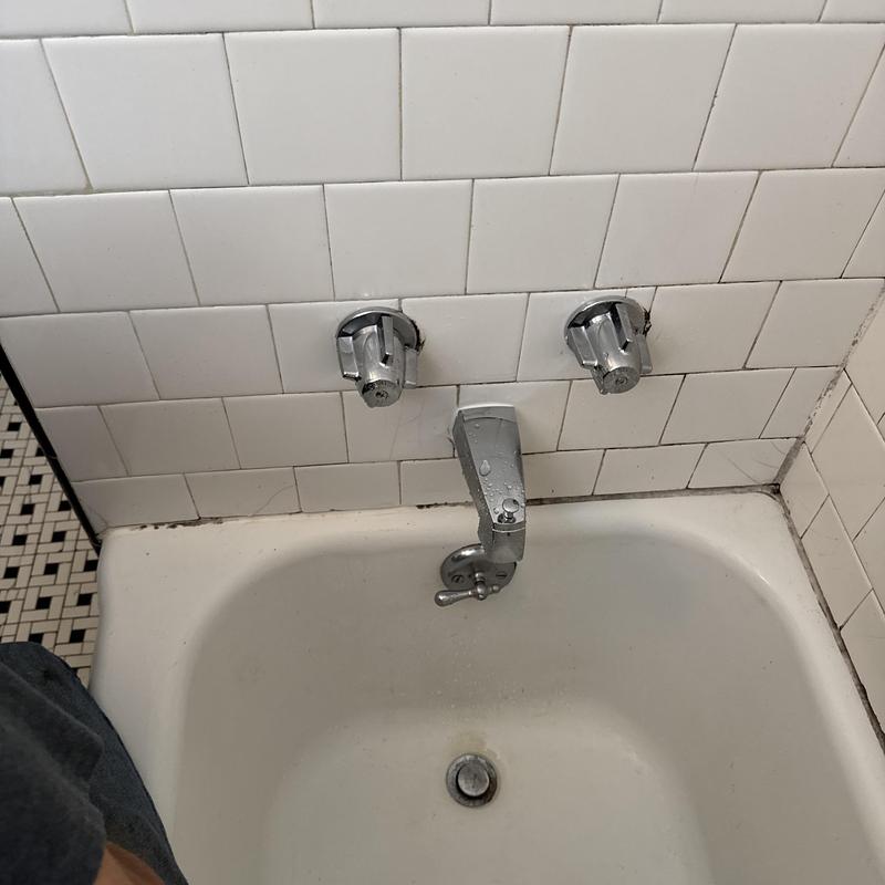 Two-handle tub shower diverter valve and trim installation Two-handle tub shower diverter valve and trim installation