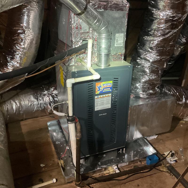 Furnace system with PVC vent and insulated ducts Furnace system with PVC vent and insulated ducts