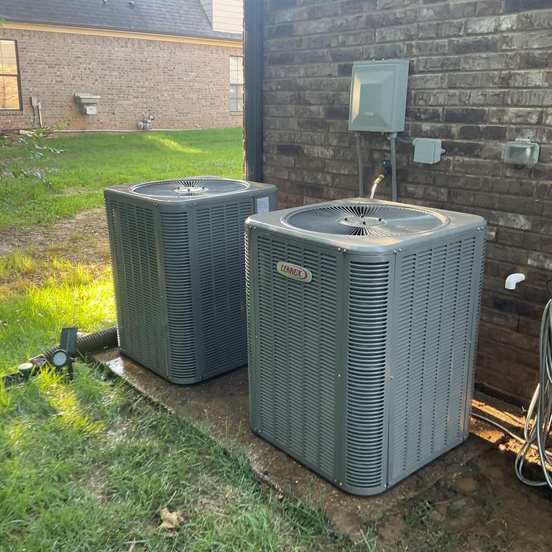 Lennox condenser units cleaned and inspected outdoors Lennox condenser units cleaned and inspected outdoors