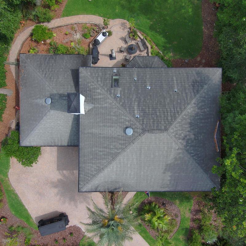 Shingle Roof Inspection with Patio and Landscaping Aerial Shingle Roof Inspection with Patio and Landscaping Aerial