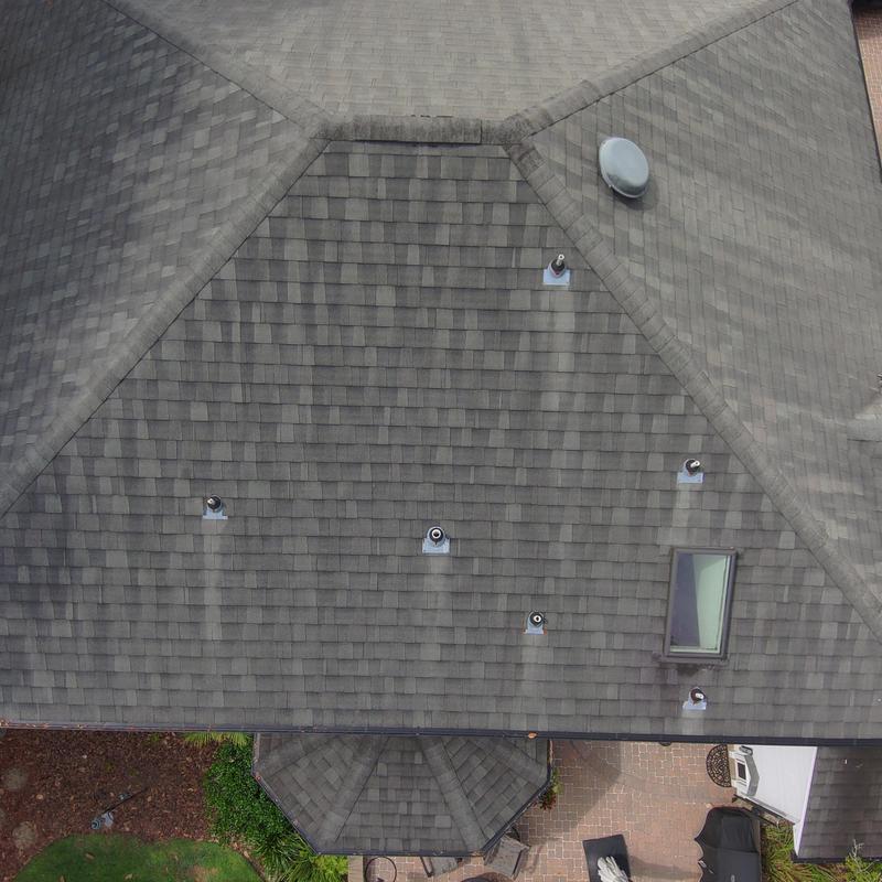 Asphalt shingle roof with vents and skylight inspection Asphalt shingle roof with vents and skylight inspection