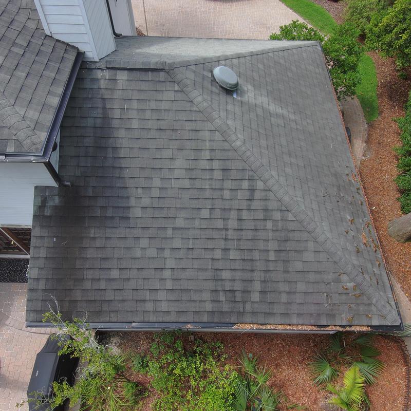 Asphalt Shingle Roof with Vent and Leaf Debris Inspection Asphalt Shingle Roof with Vent and Leaf Debris Inspection