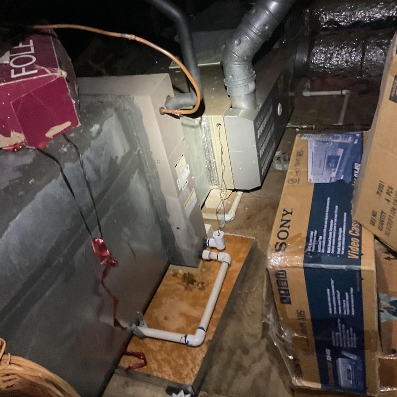 Upstairs air handler with refrigerant leak and frozen coil Upstairs air handler with refrigerant leak and frozen coil