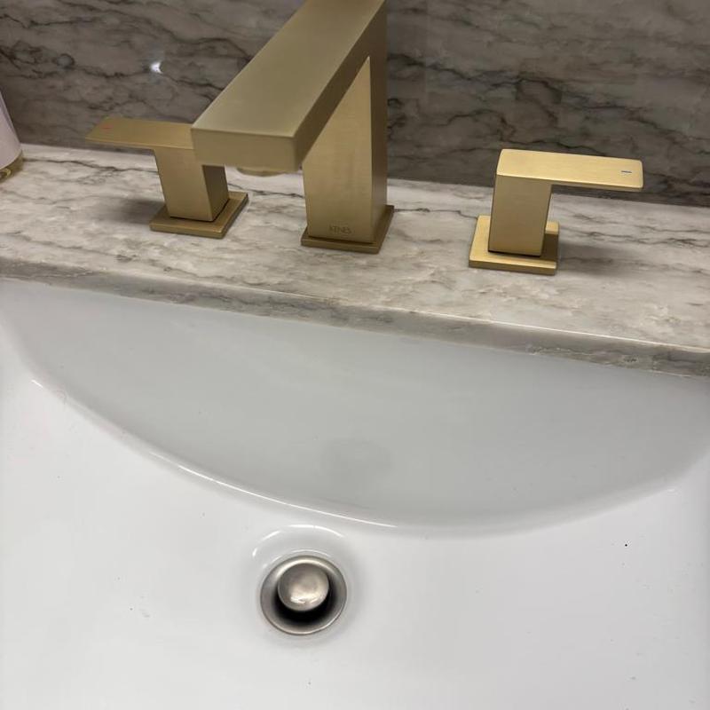 Kenes Gold widespread bathroom faucets installed