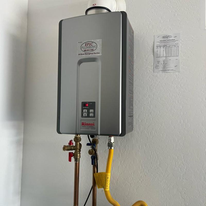 Tankless water heater cleaning setup in home Tankless water heater cleaning setup in home