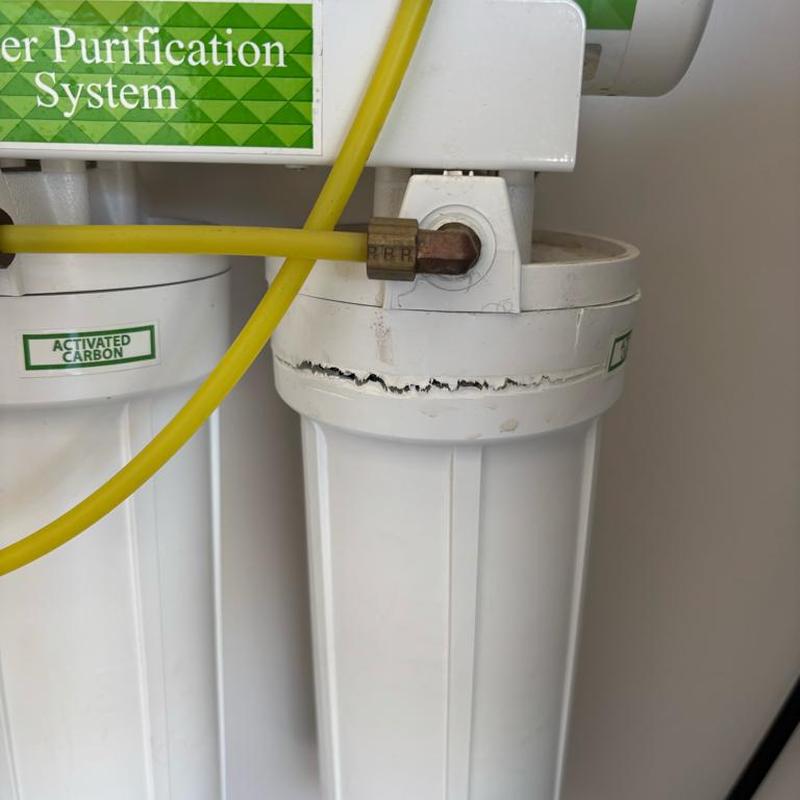 RO water purifier canister cracked, replacement needed