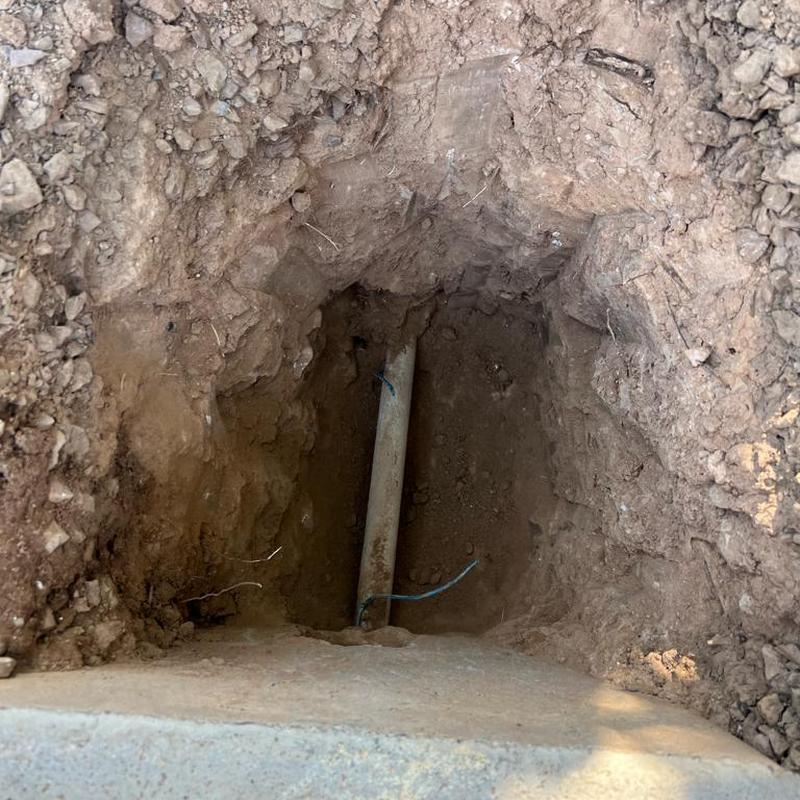 Main water line trench dug for PRV installation