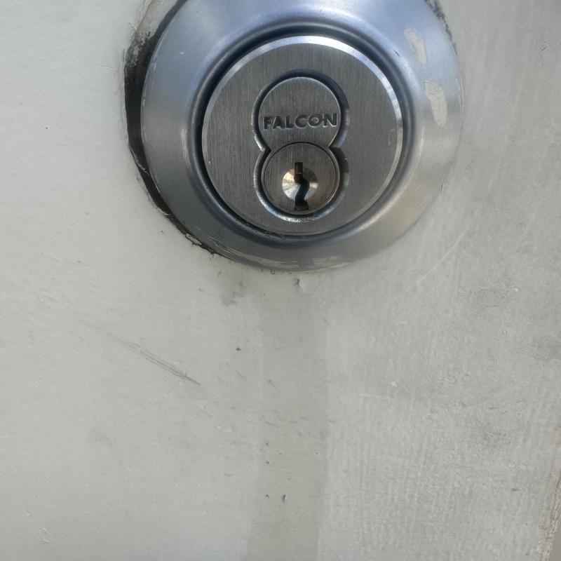 Falcon interchangeable core lock cylinder on door Falcon interchangeable core lock cylinder on door