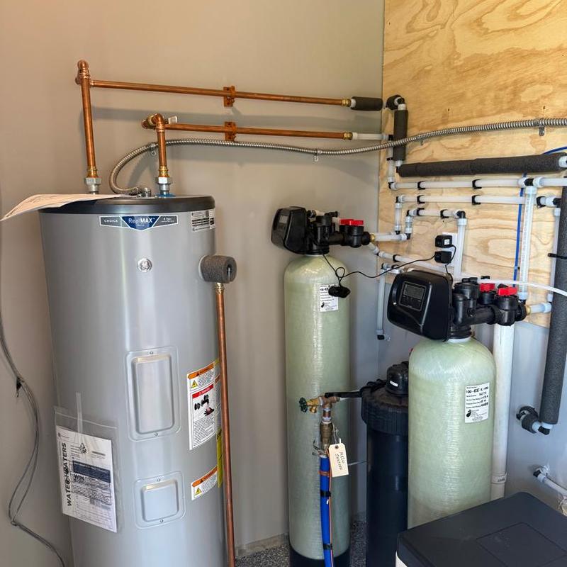 Water softener and iron filter system with water heater