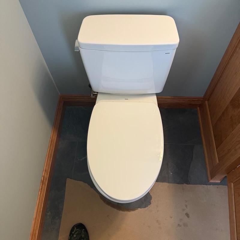Toilet fixture installation in bathroom addition