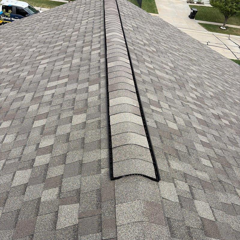 Tamko Stormfighter Flex4 shingles on roof ridge