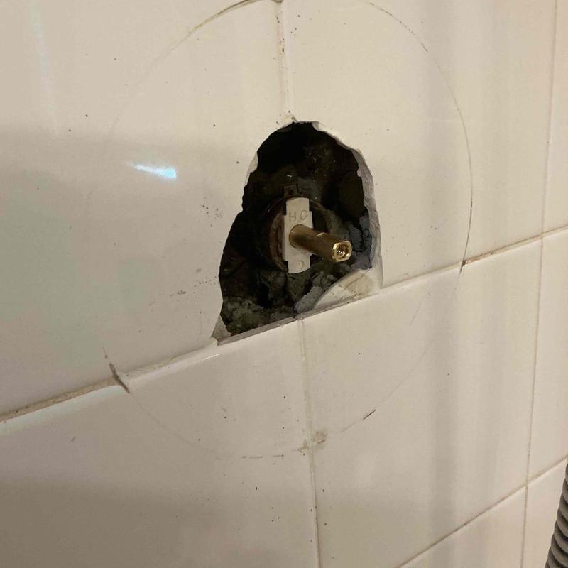 Shower valve cartridge installation with valve cleaning