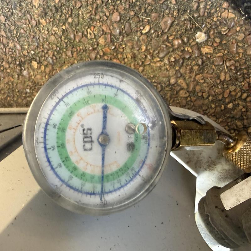 R22 refrigerant pressure gauge on HVAC unit R22 refrigerant pressure gauge on HVAC unit