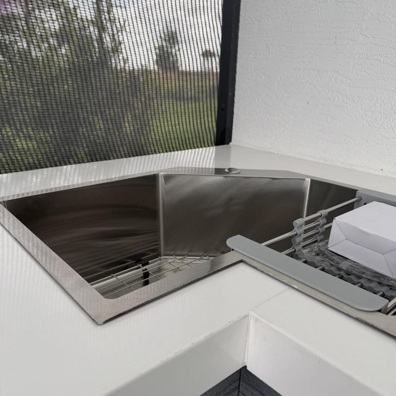 Stainless steel outdoor kitchen sink installation