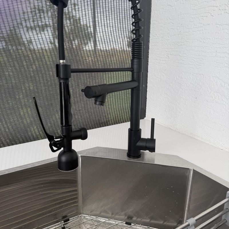 Outdoor kitchen faucet and stainless steel sink installation