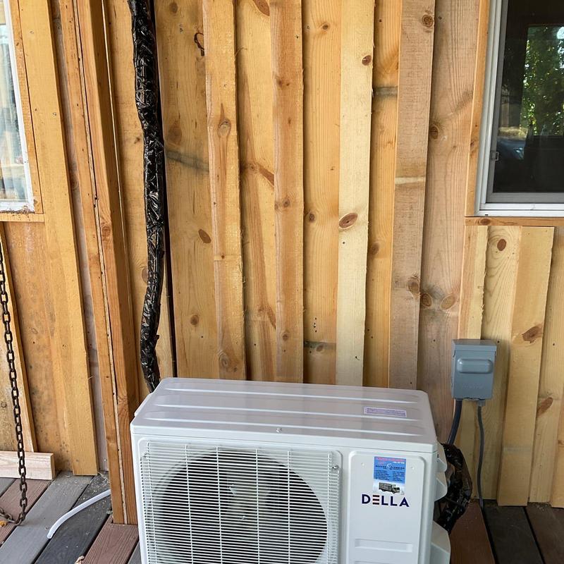 Mini split outdoor unit with line set and power hookup